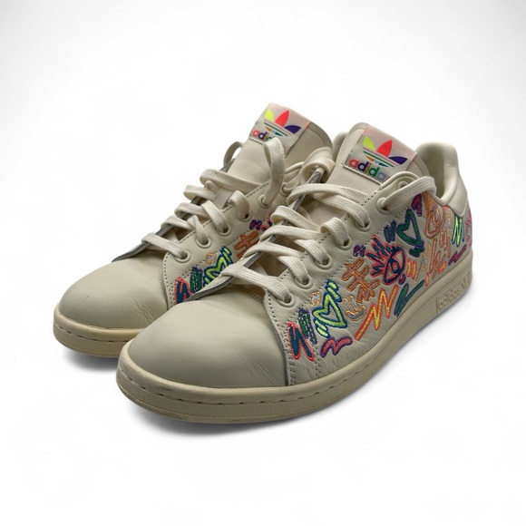 Adidas Stan Smith Pride Men’s Size 9 White Multicolor Custom GX6394 - Picture 3 of 6